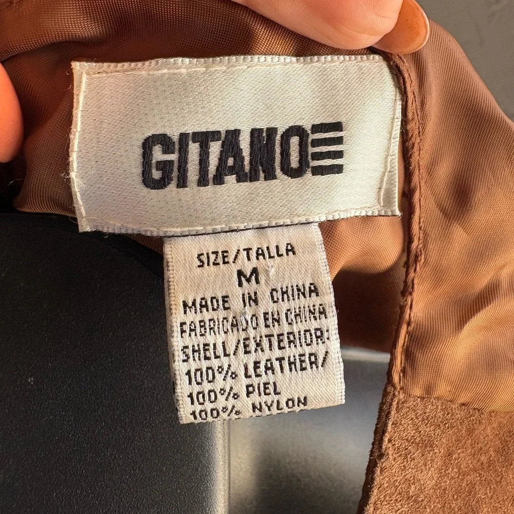 Gitano vintage Brown Women's button down genuine leather western Vest sz M - Picture 6 of 6